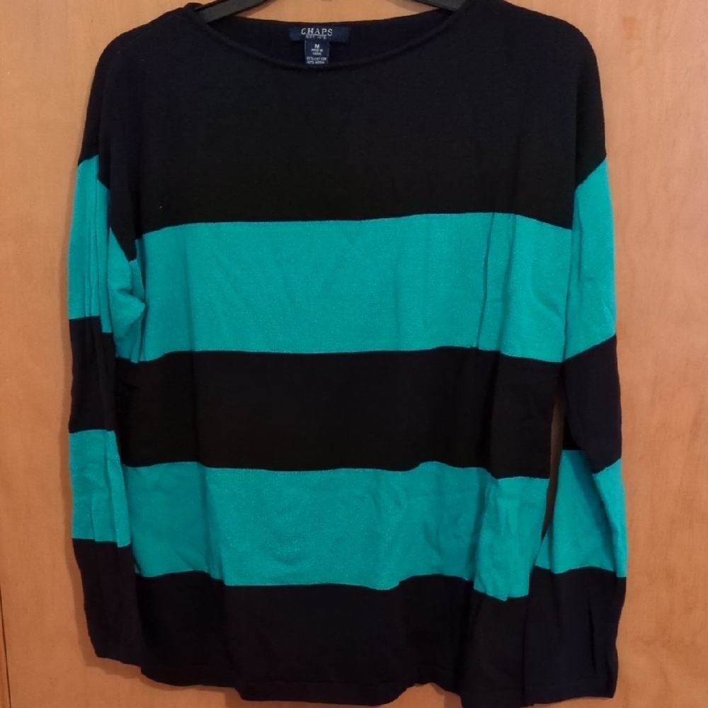 Men's Black and Green Striped Sweater